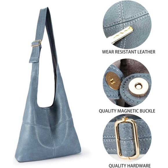 Hobo Bags Purse for Women Ultra Soft Foldable Shoulder Slouchy Handbags - Picture 5 of 6